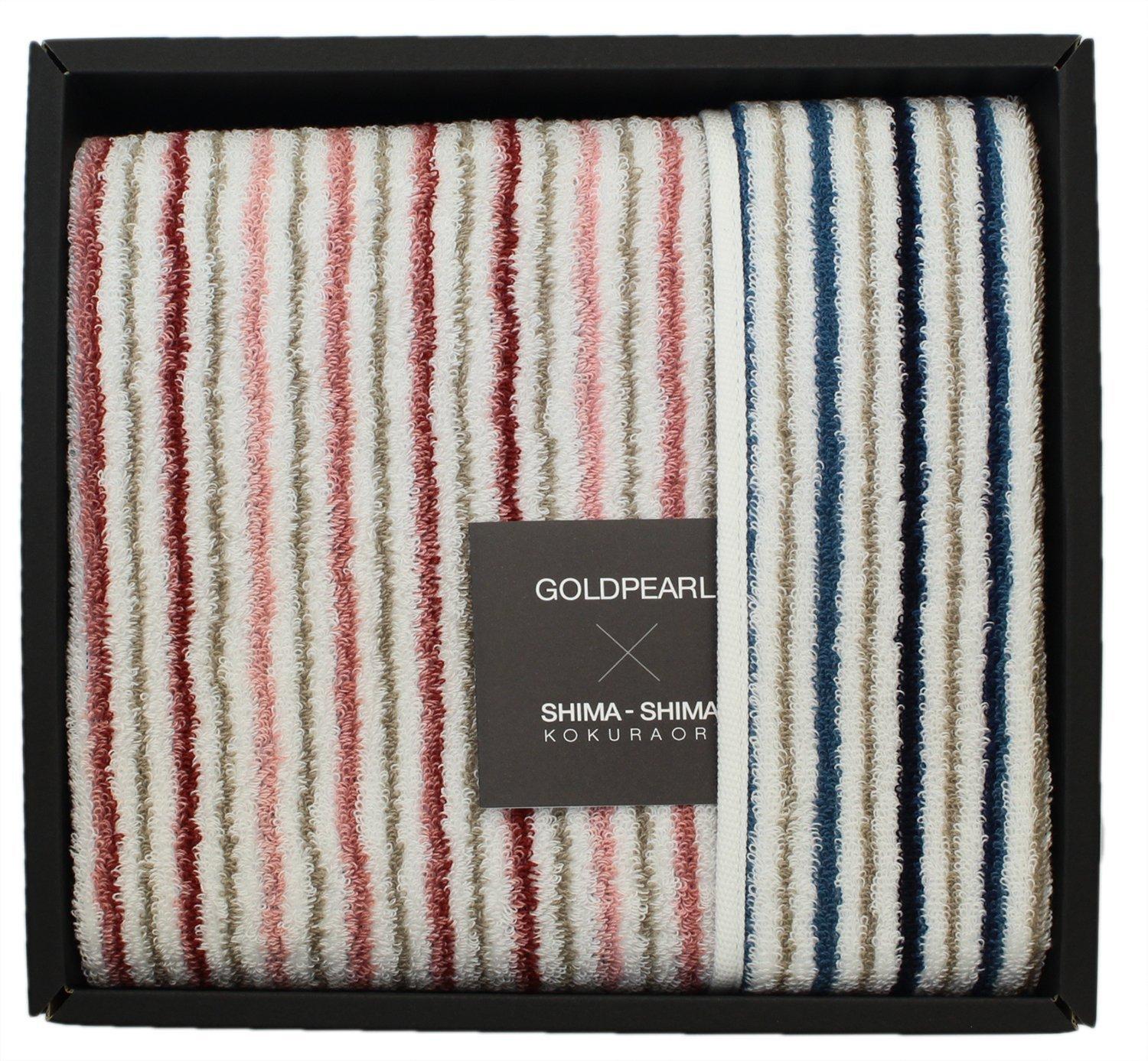 

Imabari Towel Face Towel, Striped Stripes x Gold Pearl, 07 Flower and Water Clothes