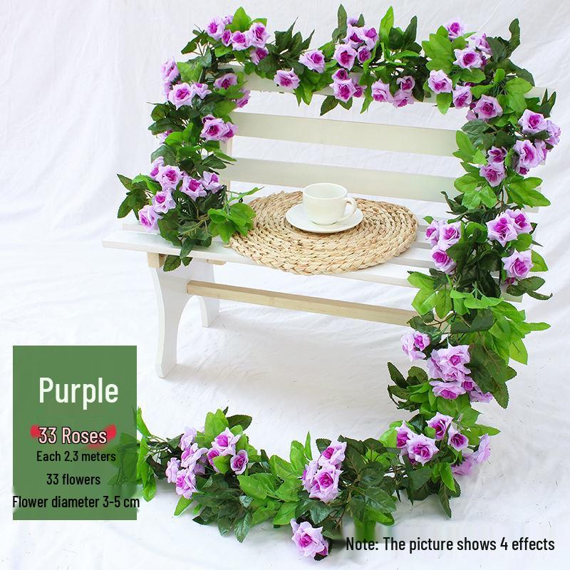 Artificial Rose Vine Garland for Air Conditioning Pipe Decoration