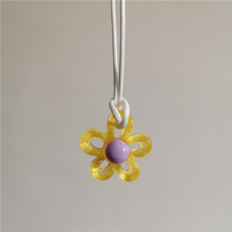 Koreanische Mode Harajuku Vintage Niedlich Bunt Acryl Blume Anhänger Choker Halskette Hals Charm Damen EMO Schmuck Zubehör