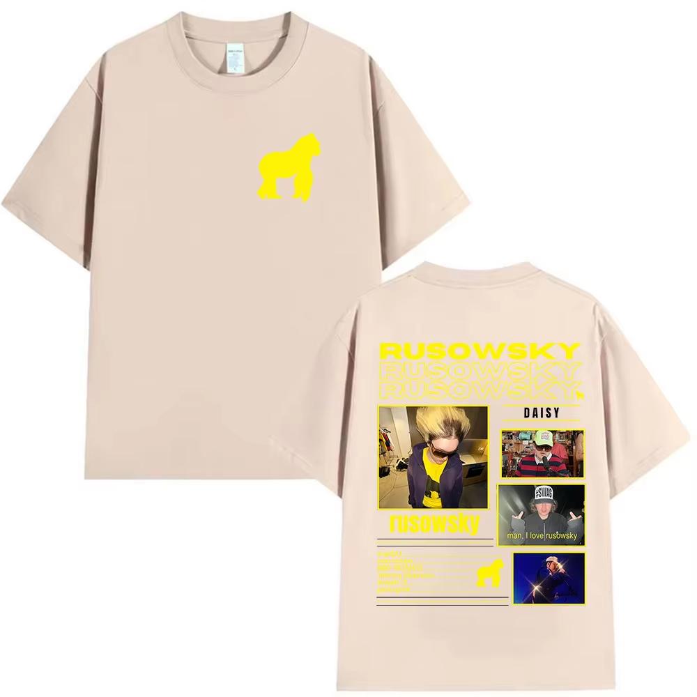 2026 Rap Singer Rusowsky Daisys Album Tour Pattern Tshirt Unisexs and Womens HipHop Retro Fashion Cotton Streetwear