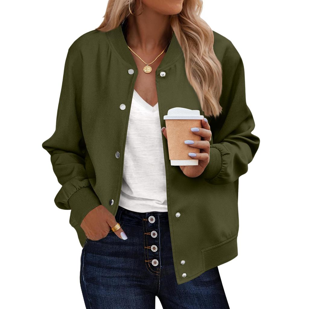 Women's Casual Loose Fit Long Sleeve Hoodie Jacket with Stand Collar for Street