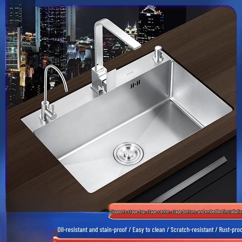 TLXT Thickened Stainless Steel Single Kitchen Sink
