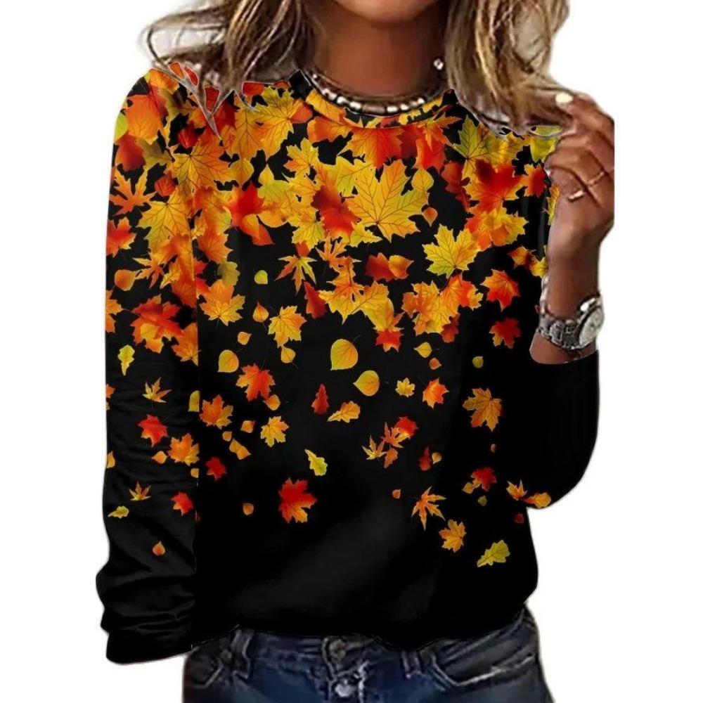 Autumn New Women's Marble Printed Casual Long Sleeved T-shirt Top