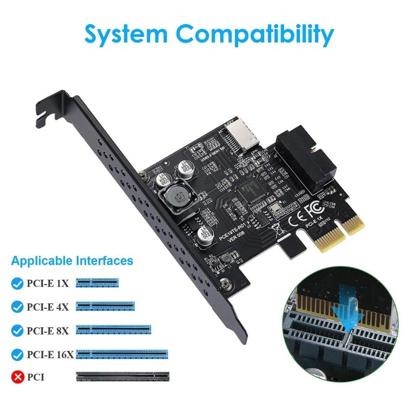 PCI-E 1X to USB3.2 pansion Card PCI-Express 3.0 r Card USB 3.2 Gen1 TYPE-E A-KEY USB 3.0 20Pin Connector