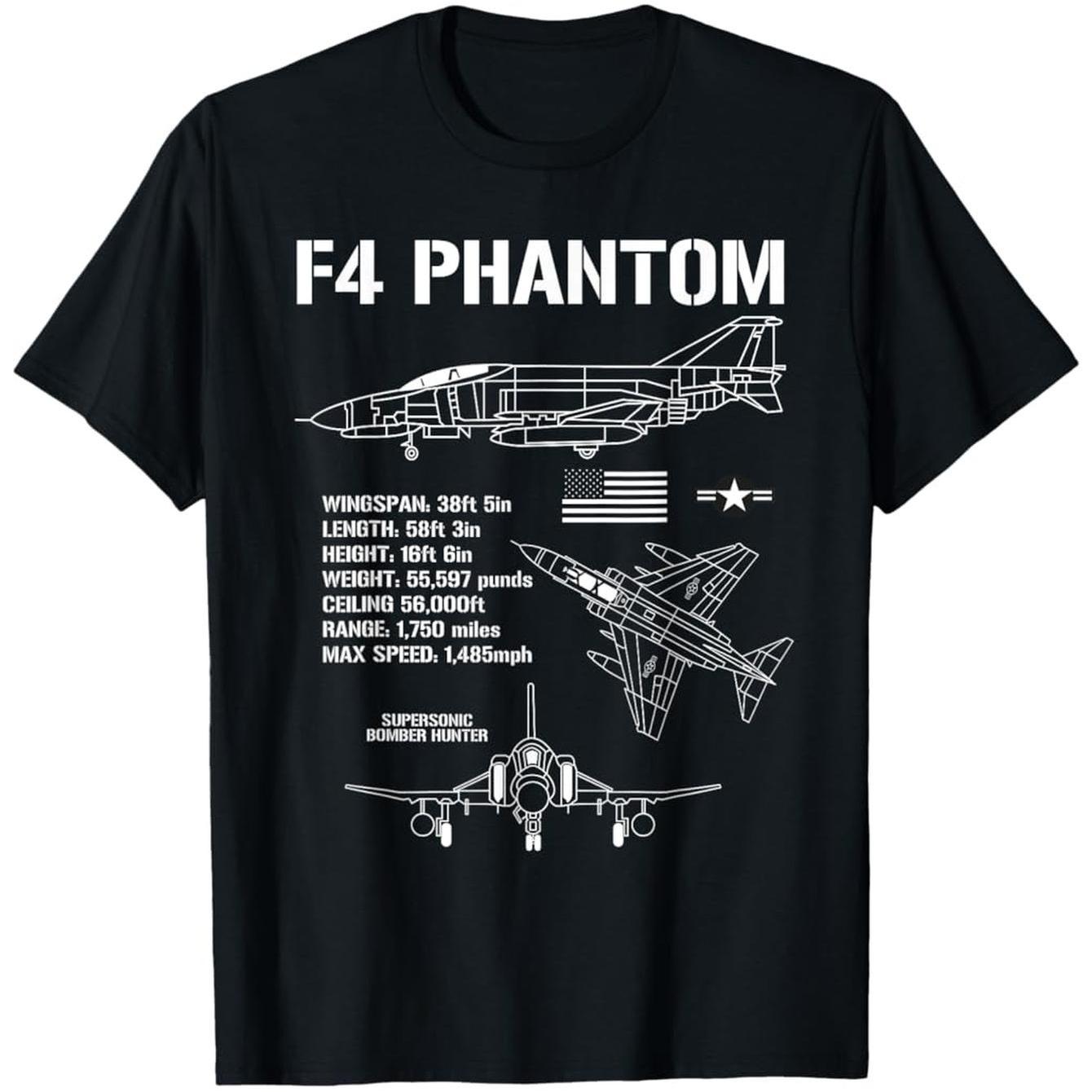 F4 Phantom Fighter Jet Specs TShirt 100 Cotton ONeck Short Sleeve Summer Casual Mens Tshirt Streetwear S