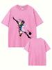 T-shirt in Cotone Lavato Vintage da Uomo Estiva Casual Manica Corta Stile Retrò Grafica Artistica con Stampa Calcio Girocollo Top