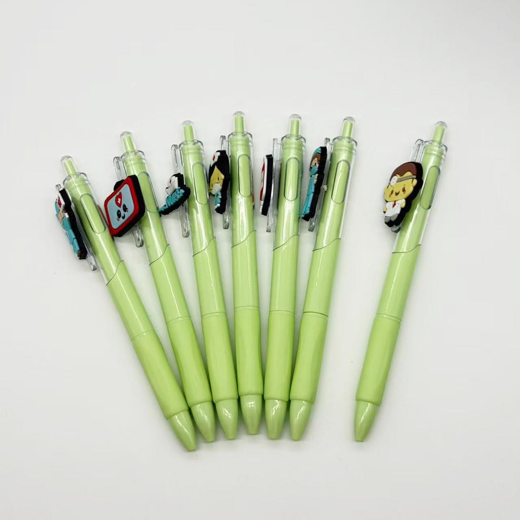 10Pcs Green Series Medical Pens, Quick-Dry Plastic Ballpoint Pens with Medium Tip, Suitable for Nurses and Healthcare Professionals, Retractable Closu