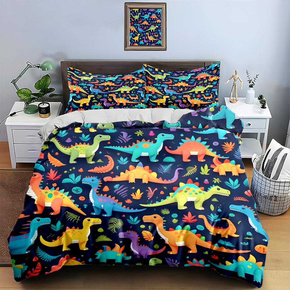 Colorful dinosaur pattern Bedding Duvet cover sets Duvet covers Pillowcases gifts (1 * Duvet Cover 2 * Pillowcases, without duvet insert)