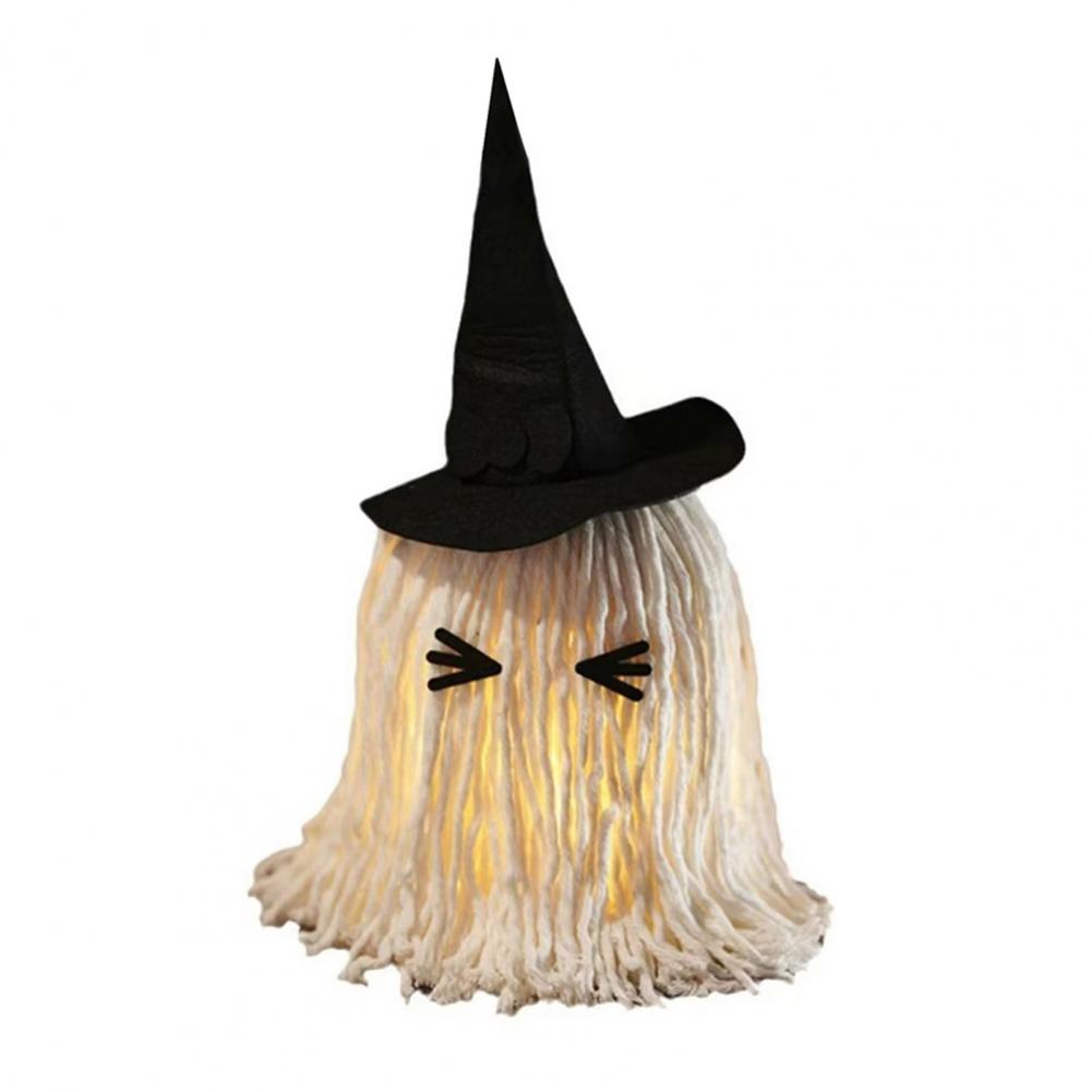 Ghostly Halloween Decor Haunted House Hanging Ghost Spooky Halloween Hanging Ghost Witch Hat Decorations with Led for Indoor