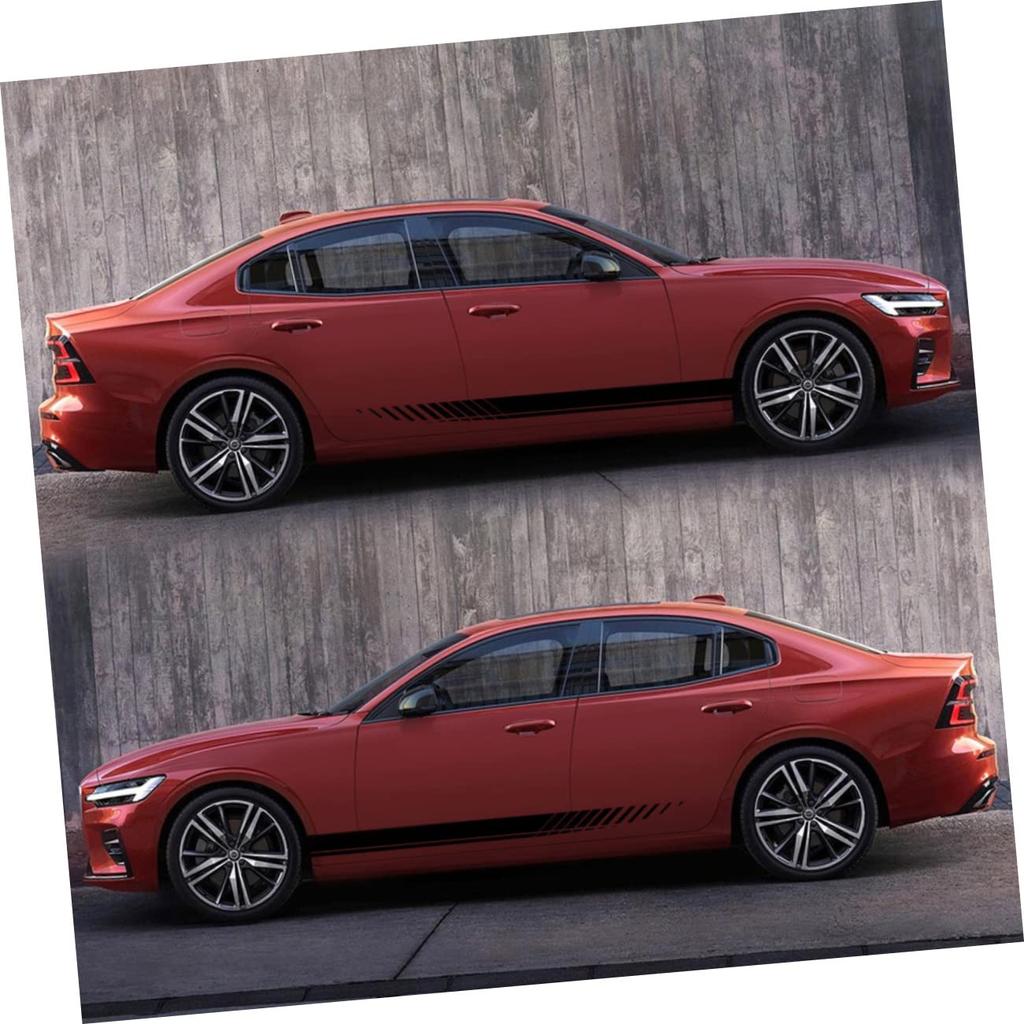 POPETPOP Car Side Sticker, Hood Van Decoration, Universal Sport Racing Stripe, Vehicle Wrap, PVC Black