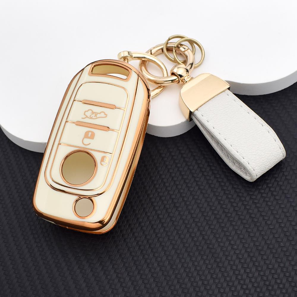 3 Buttons TPU Flip Car Key Case Cover Fob with Keychain for FIAT Tipo Toro Nuovo Freedom 500X Doblo Argo Grazie - Anti-Scratch
