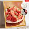 5D Framed Pearl Painting Kit Fresh Strawberry Pattern Sparkling Bead Art Canvas Ready to Display Romantic Home Decor Gift Exquisite Kitchen Wall Decor