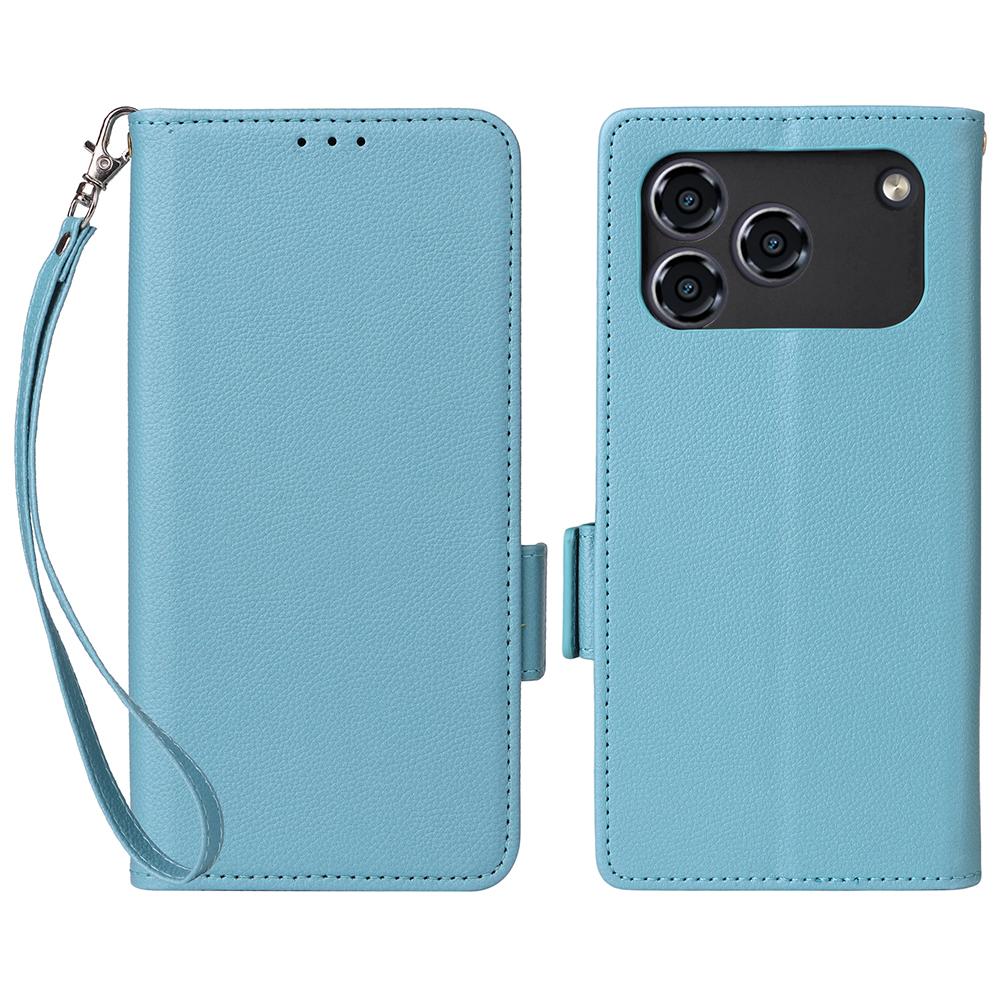Etui dla ZTE Blade A36/nubia A36 z paskiem na nadgarstek, tekstura liczi, skóra PU, portfel, pokrowiec na telefon