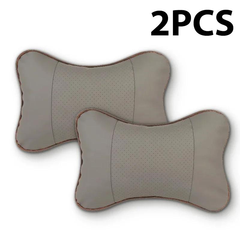 2 Stück Autositz Kopfstütze Universal PU Leder Auto Innenraum Kopfstützkissen Schulterschutz Reise Nackenstütze Weiches Kissen
