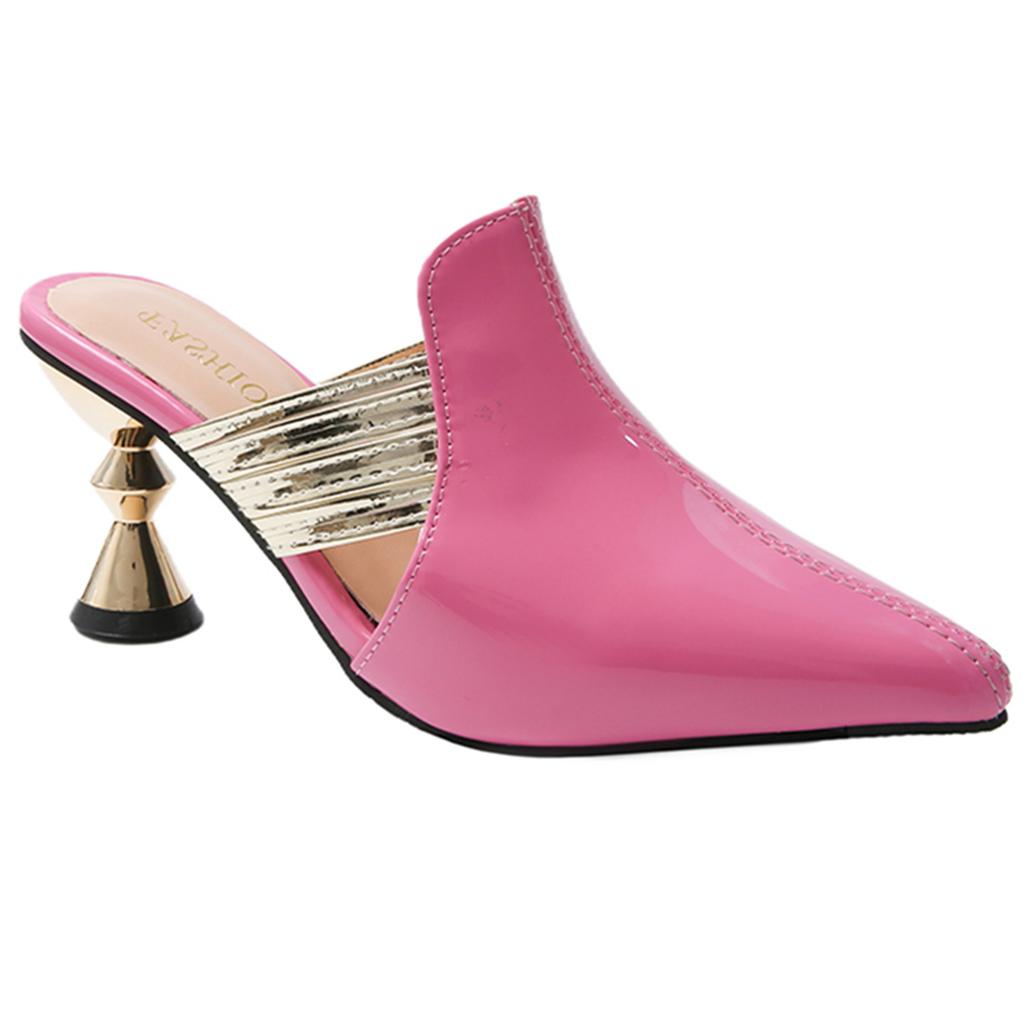 Fashion Slippers Women Summer Female Shoes Cover Toe Heeled Mules Slides 2025 Pointed High Soft Thin Sexy Female Shoes Slippers Heels Sl