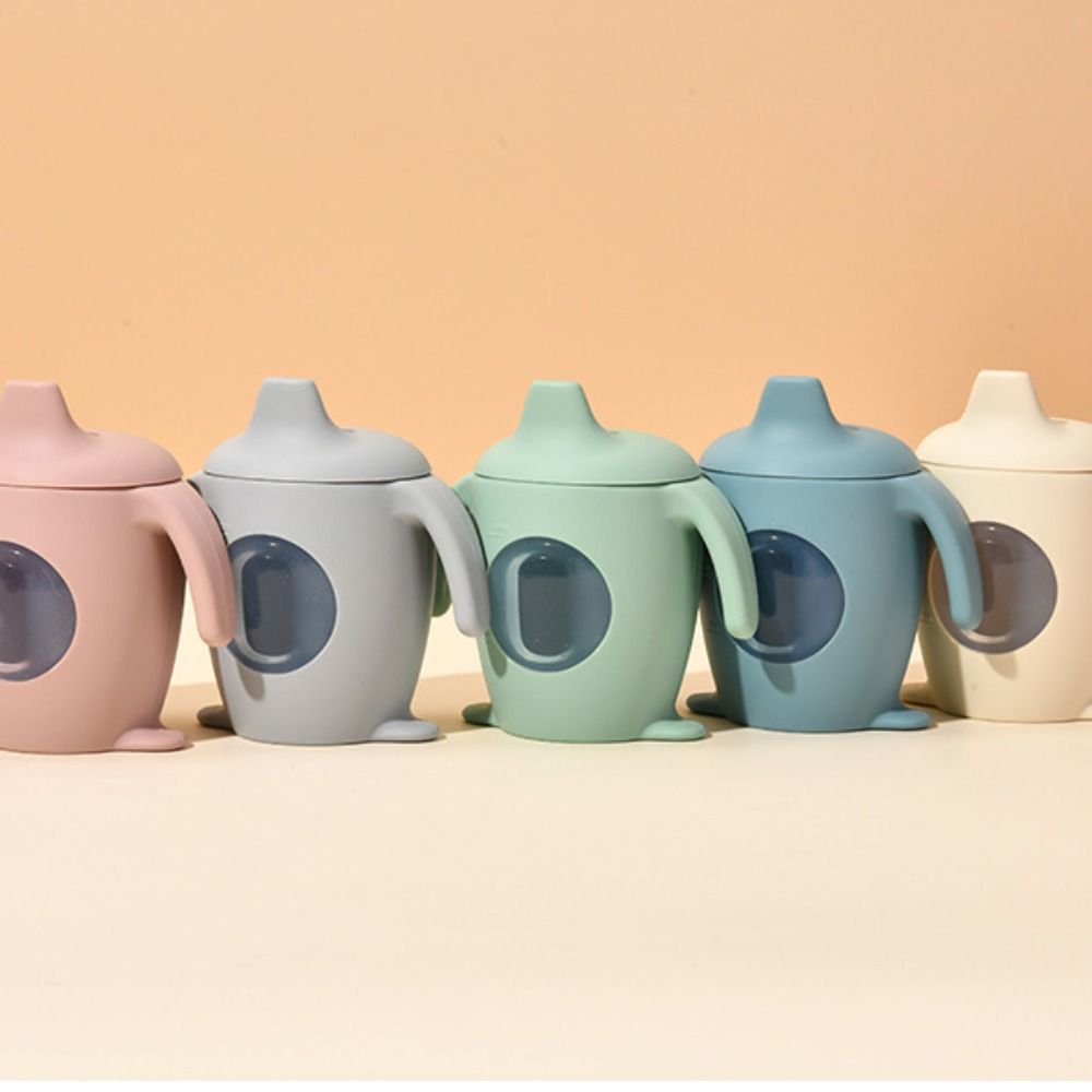 Silicone Baby Silicone Sippy Cup Learning Cup Transparent Cups Fashion Cartoon Water Bottle  Baby