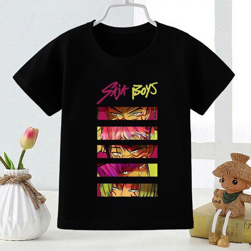 Kpop Łowcy Demonów Saja Chłopcy Nadruk Moda Dziecięcy T-shirt Dziewczęce Letnie Topy Ubranka dla Niemowląt Chłopców Czarne Dziecięce Koszulki z Krótkim Rękawem