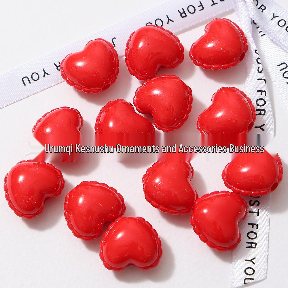 Acrylic Peach Heart Skirt Trim: Glossy Beaded Phone Charm