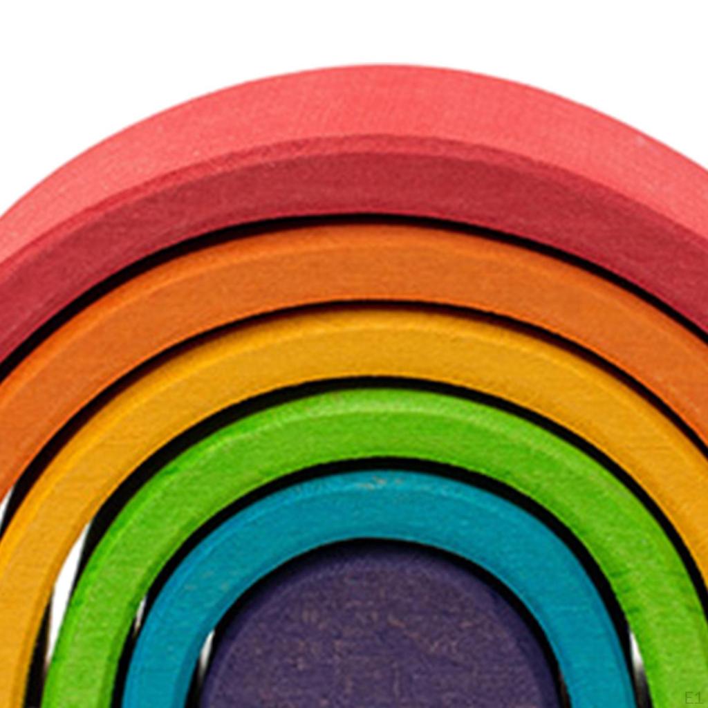 Colorful Wooden Rainbow Stacker Toy for Kids - Montessori Learning Fun