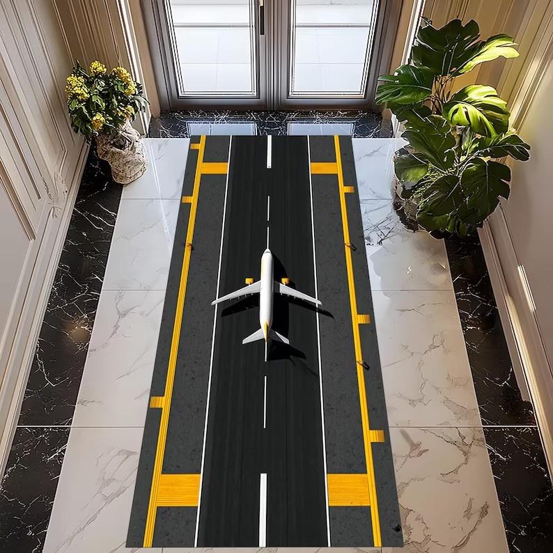 Home Use Runner Rug Vintage Airplane Runway Carpet Living Room Personalized Bedroom Bedside Sofa Home Decoration Floor Mat