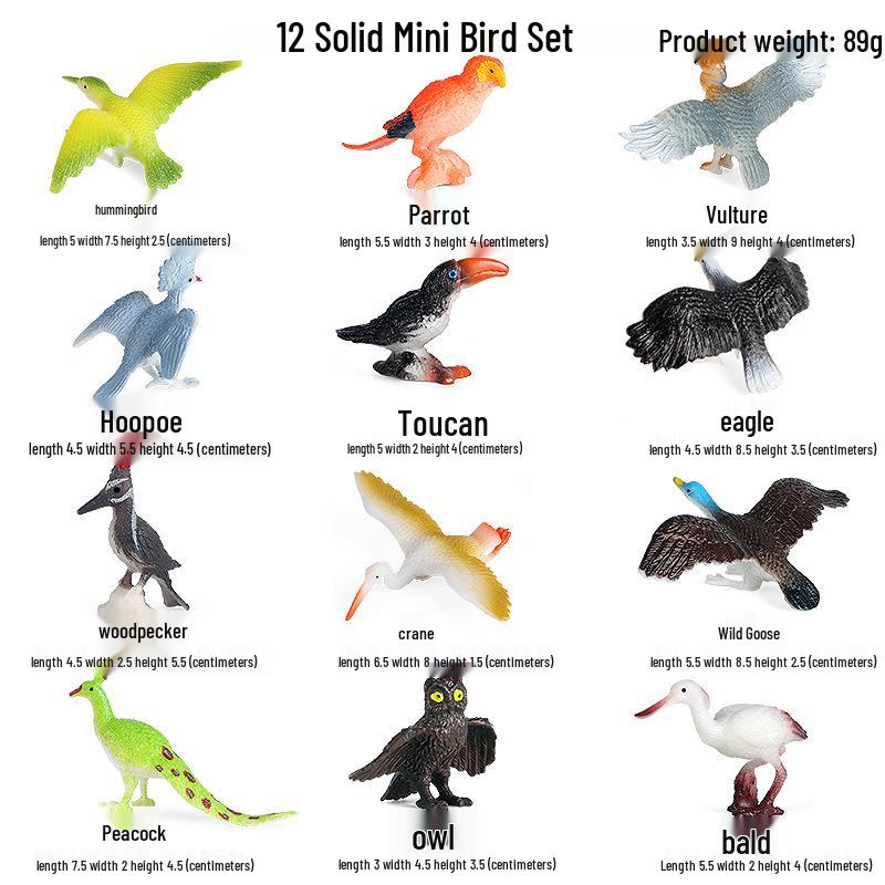 Children's Animal Simulation Toy Set: Eagle, Falcon, Secretary Bird, Owl Figurines
