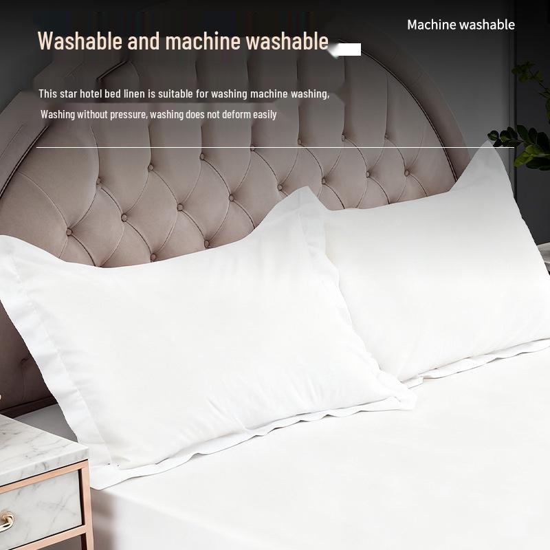 Five-Star Pure Cotton White Sateen Hotel Pillowcase