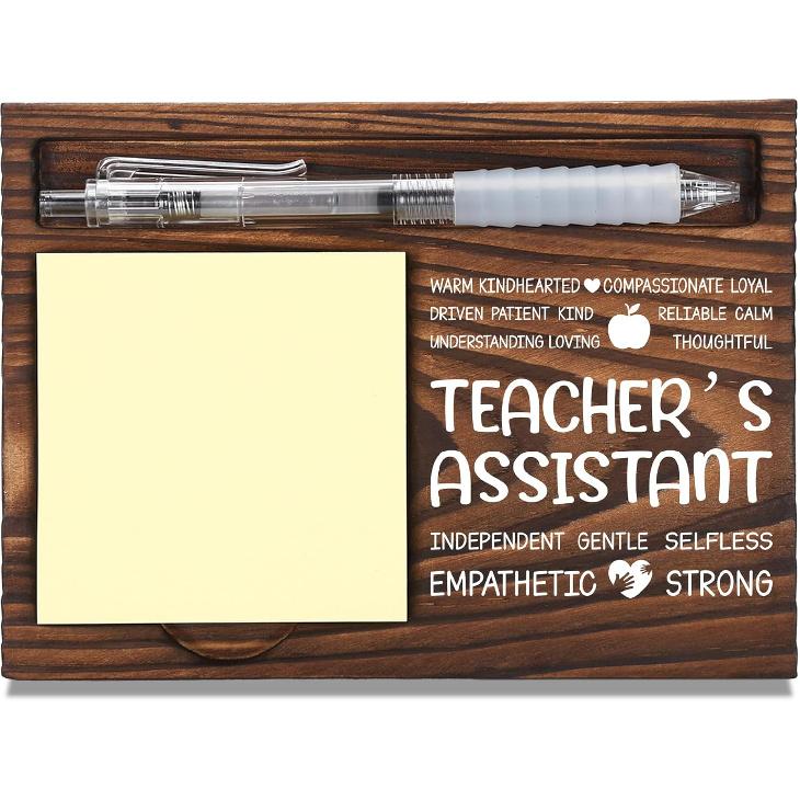 Teacher Assistant Appreciation Gifts, Thank You Gift for Teacher Aide, School Office Coworkers Staff Appreciation Gifts, Sticky Note Holder Wooden Teacher s Assistant