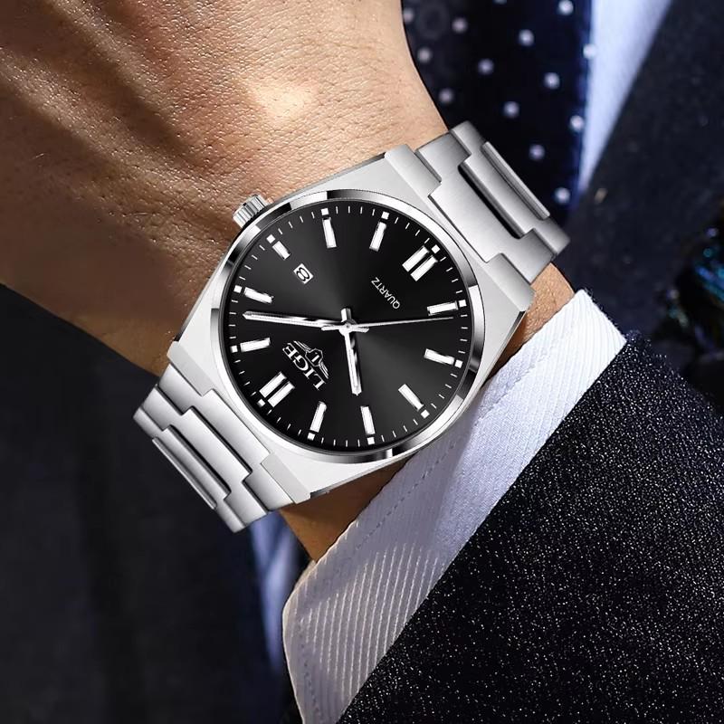 LIGE Men's Watches Steel Sports Fashion Original Quartz Watch for Man Waterproof Luminous Date Clock Reloj Hombre+Box