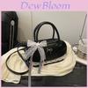 Simple Solid Color Silver Bow And Lace Decoration Women Casual Shoulder Bag For Daily Use