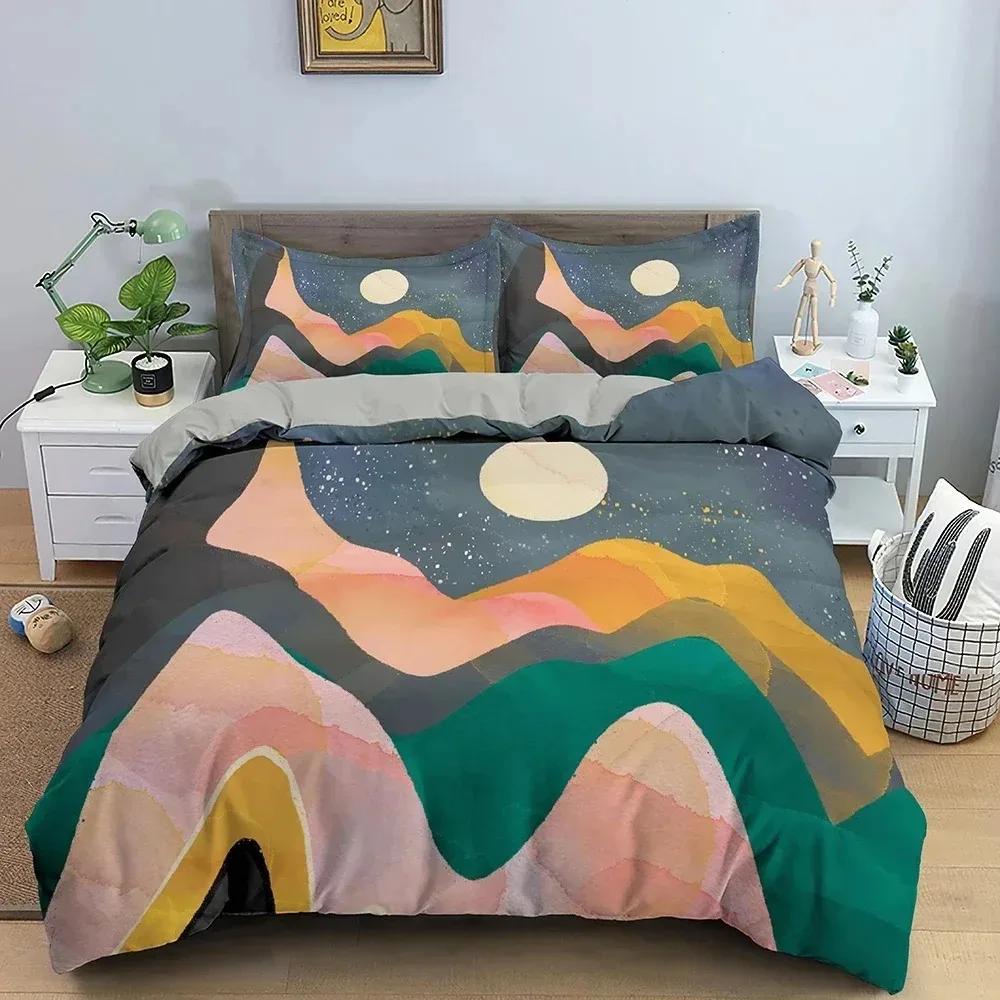 Big Wave Soft Duvet Cover Set Japanese Art Beding Set 3D Abstract Warm Comforter Cover With Pilowcase Single Twin King Quen Bedclothes