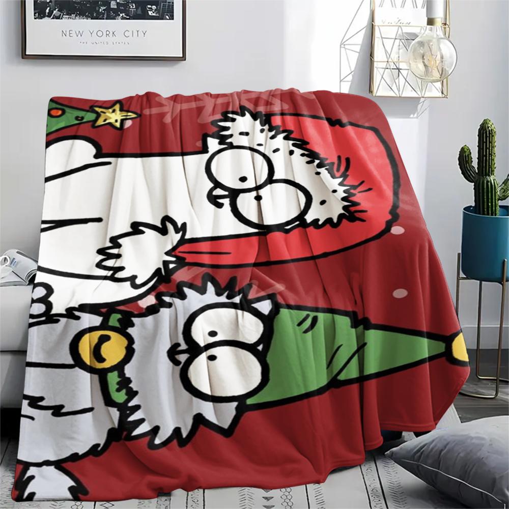 1 Pezzo Coperta in Flanella con Stampa Simon's Cat, Alta qualità Confortevole per Tutte le Stagioni, Decorazione per la Casa, Calore e Comfort, Perfetta per Regali di Natale