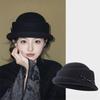 Bow Woolen Bucket Hat Camellia Flower Women Formal hat Retro Wool Fisherman Hat  Travel