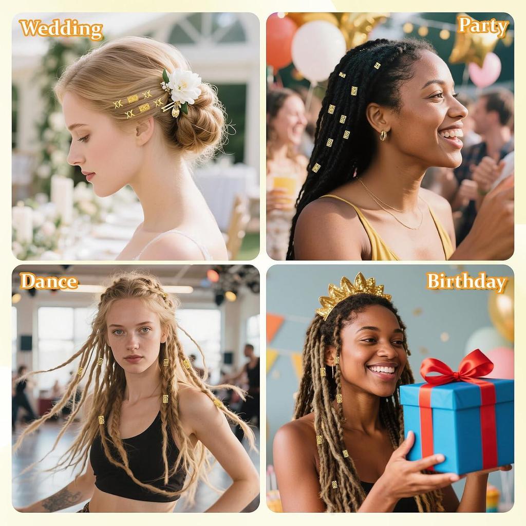 100PCS Dreadlocks Hair Extension Ring Set - Hollow Hair Ornaments and Accessories