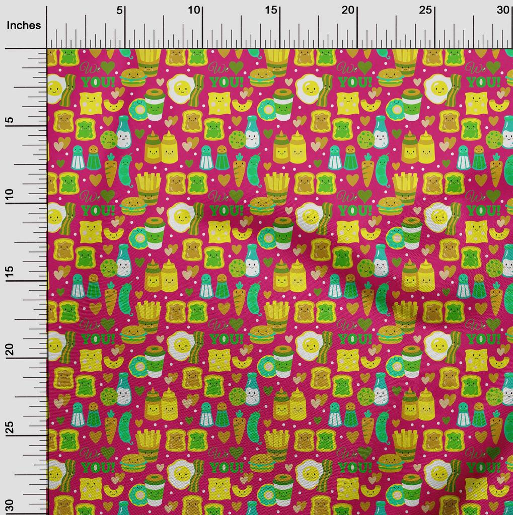 oneOone Cotton Flex Fuschia Pink Fabric Breakfast Sewing Craft Projects Fabric Prints By Yard 40 Inch