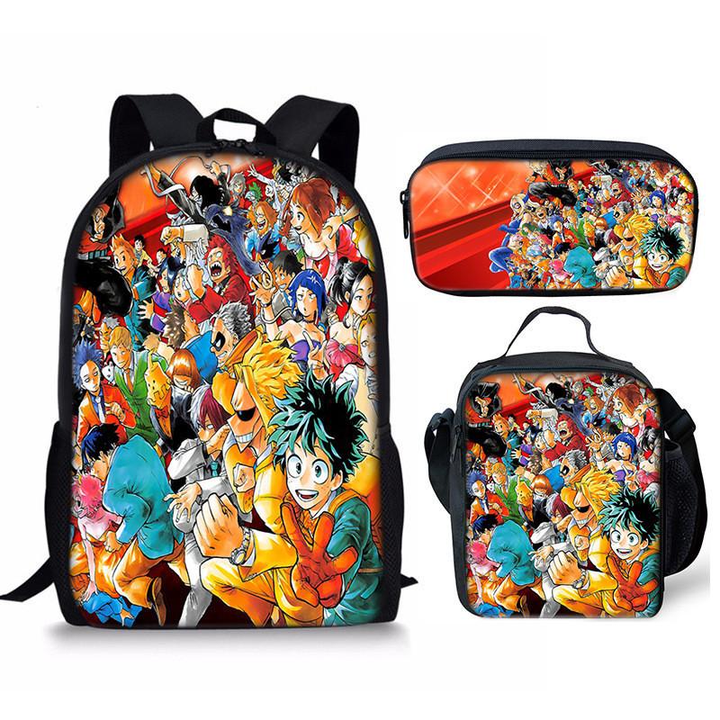 My Hero Academia Schülerrucksack mit Polyesterfutter und Anime-Cartoon-Design für Teenager