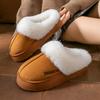 Thick and Warm Cotton Slippers with Added Velvet, Suitable for Women To Wear Outside In Winter. Soft Soled Plush Slippers for Home and Indoor Use