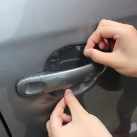 Car door handle sticker, protective foil, transparent, 9.5x8.5 cm - 4 pcs