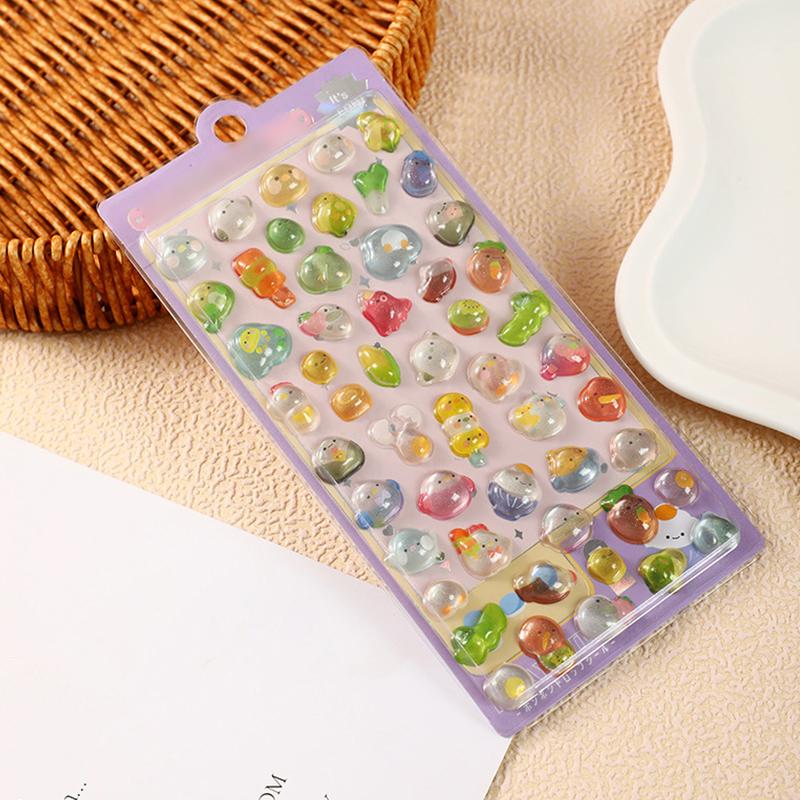 1Sheet Colorful 3D Relief Sticker Cute Animal Emboss Sticker Creative Stationery Journal Phone Case Computer DIY Decorations ZYF