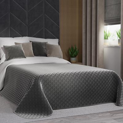 VELVI Bedspread 220x240cm - Anthracite Elegance In a Geometric Pattern