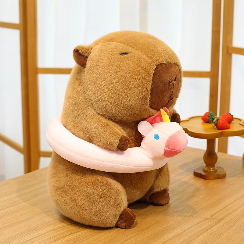 Milk tea cup red hat kapibara doll doll toast turtle backpack capybara ugly cute rag doll throw pillow