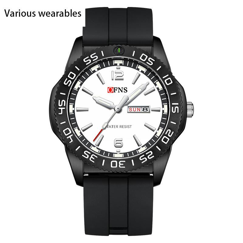 Quartz Watch Student Dual Calendar Classic Simple Bar Nail Scale Waterproof Quartz Watch