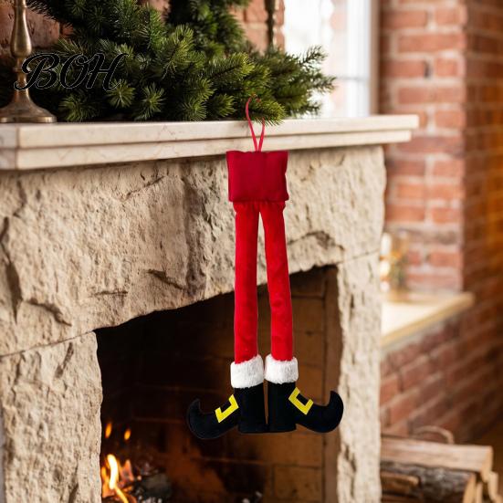 Santa Claus Leg Decoration Christmas Elf Legs, Legs Hanging Ornaments, Plush Stuffed Xmas Car Pendant, Gift for Lovers Fun Holiday Decor Mirror, Door
