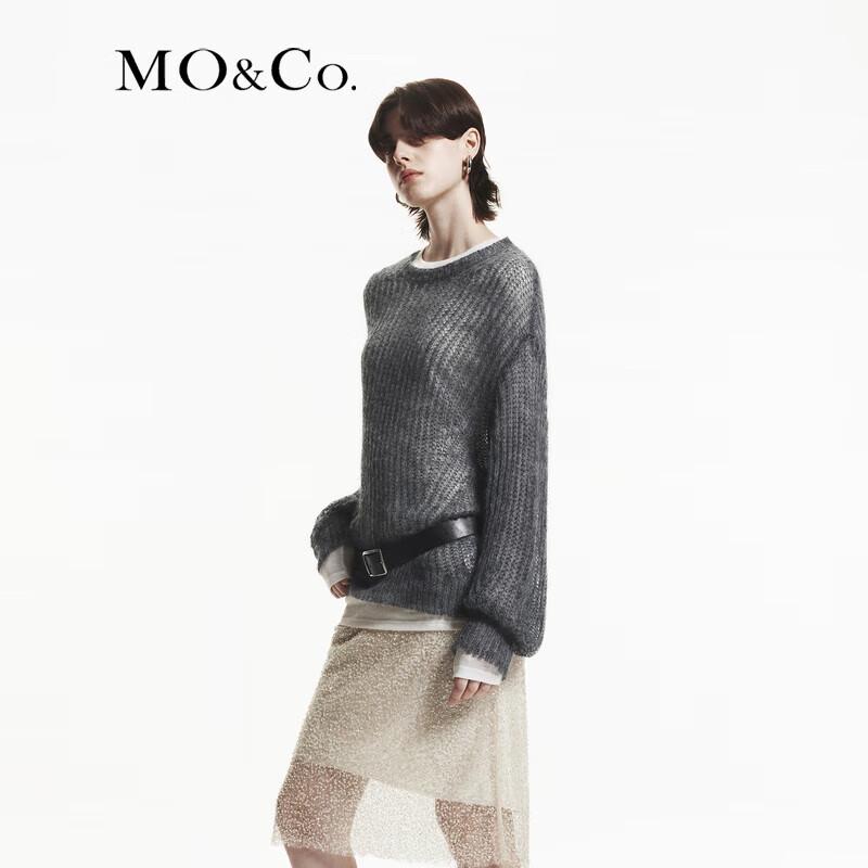 MO&Co. Mohair Wool Blend Lantern Sleeve Knit Sweater