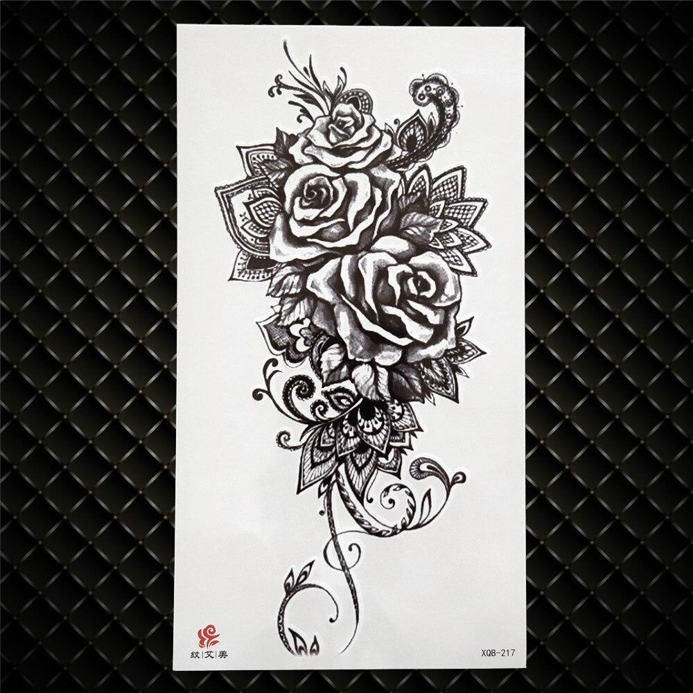 

Тимчасове татуювання «Квітка ромашки» для жінок, чоловіків, сексуальні реалістичні підроблені татуювання, наклейка, великі чорні квіти півонії, водонепроникні татуювання