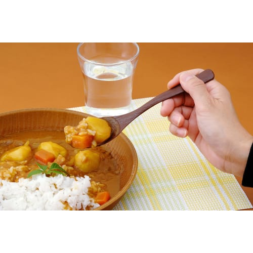 Miyamoto Sangyo Spoon Cutlery, Stylish Resin Wood Grain Spoon, Dishwasher Safe (5 Colors) Dark Brown, Red, Brown, Light Brown, Beige