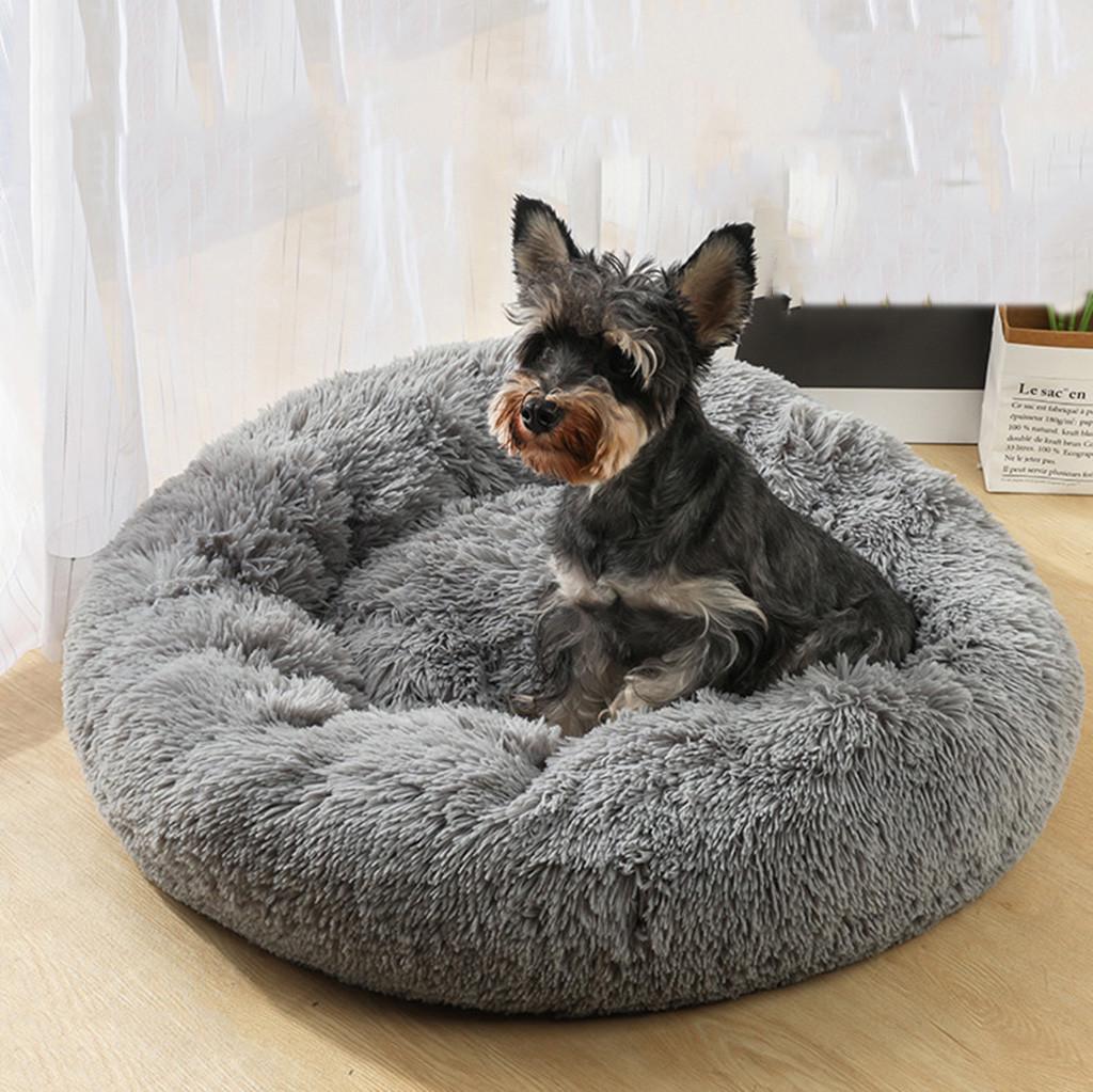 Dog Round Cat Winter Warm Sleeping Bag Long Plush Soft Pet Bed Calming Bed