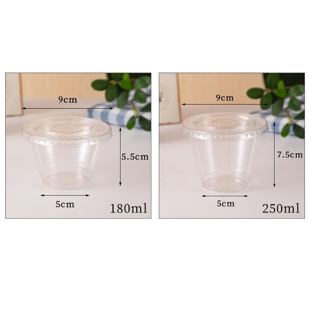 10Pcs/set Portable Plastic Yogurt Parfait Cups with Lids and Spoons 180/250ml Pudding Cups Clear Storage Can Kitchen Accessories