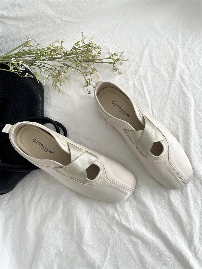 

Fashion 2025 New Women s Ballet Slippers Pink Soft Sole Shallow Heel Round Head Fiberglass Fabric Retro Style Low Heel 39 абрикосовый
