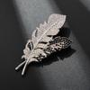 Elegant Rhinestone Black White Feather Brooch Pin For Women Clothing Coat Jewelry Accessries Gifts