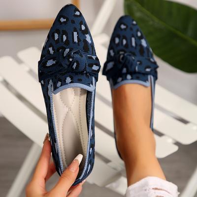 Comercio exterior fino talla grande puntiagudos voladores tejidos zapatos de una sola pieza para mujer primavera y otoño fondo plano un pedal zapatos de mujer casuales zapatos Doudou en stock